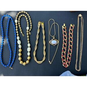 Vintage Necklace Lot Napier Monet Enamel Gold Chain Statement 6pc